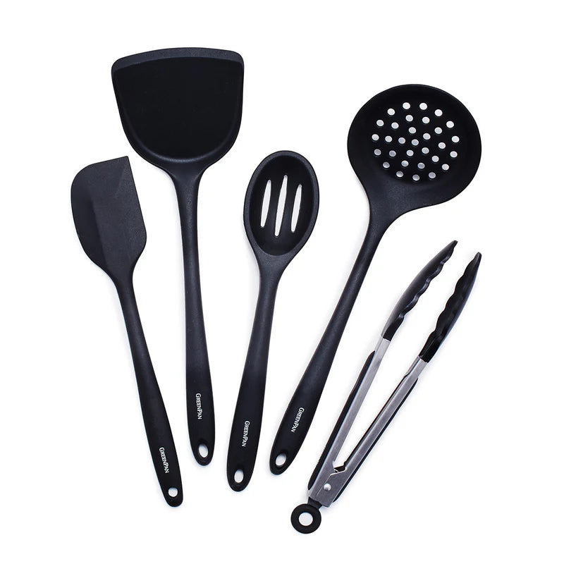 5-Piece Silicone Kitchen Utensil Set – Heat Resistant, Nonstick Safe Cooking Tools | Black