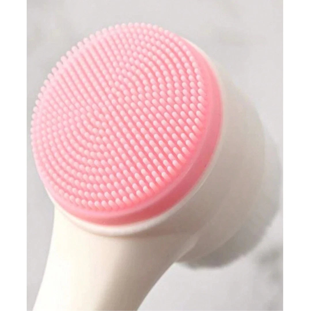 3D Double Silicone Facial Cleansing Brush Manual Massage Facial Brush Soft Bristles Exfoliator Double Sided Face Wash Brush