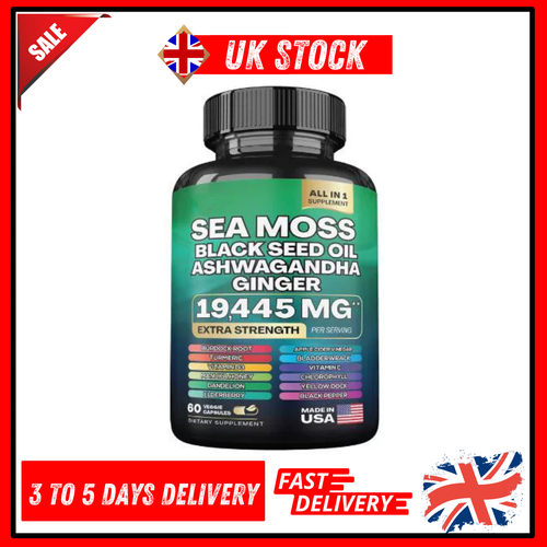 Sea Moss 7000Mg Black Seed Oil 4000Mg Ashwagandha 2000Mg Turmeric 2000Mg~