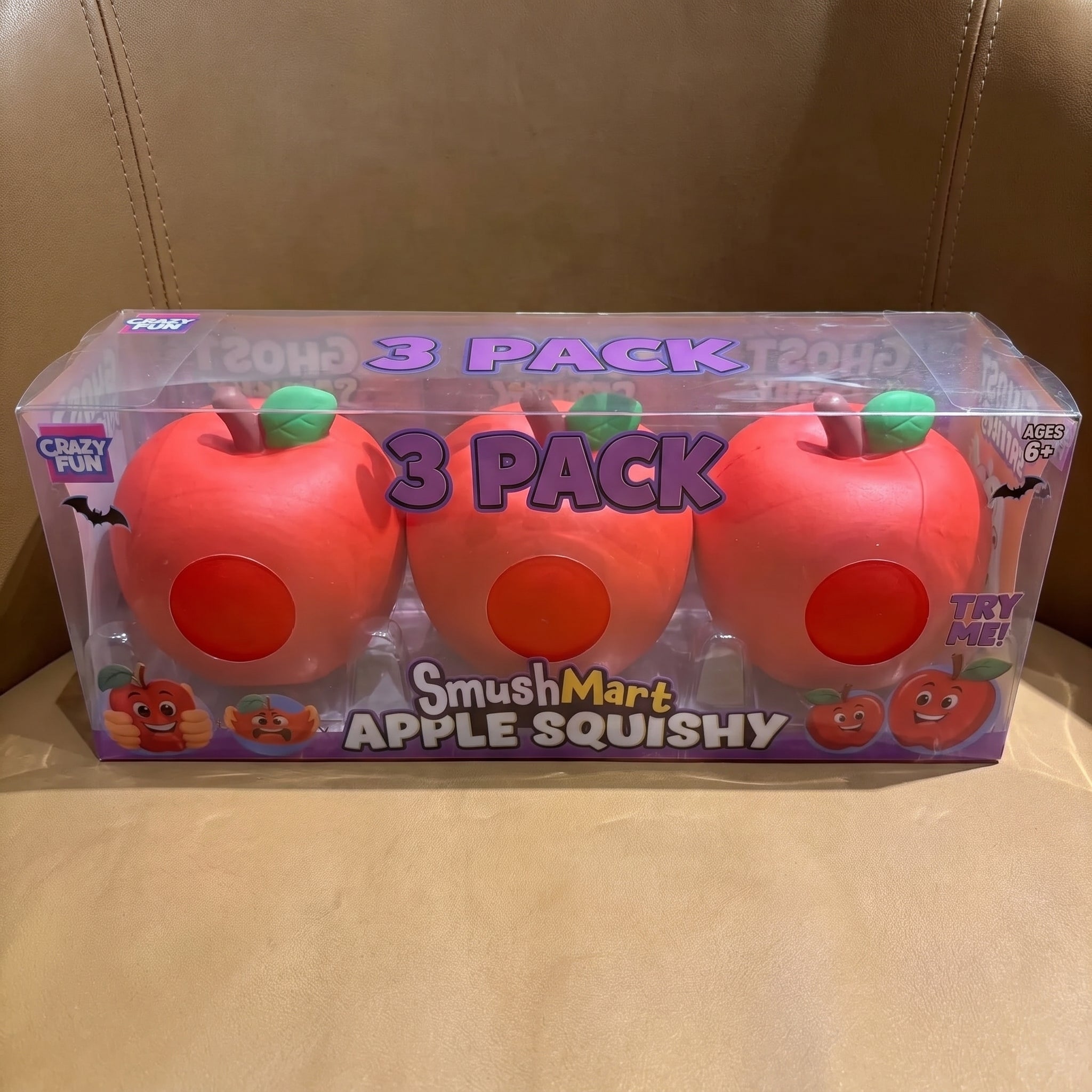 3 pack Crazy Fun Smush Mart Red Apple Squishy - Scented Slow Rising Fruit Squishy for Stress Relief, Anxiety & Sensory Play
