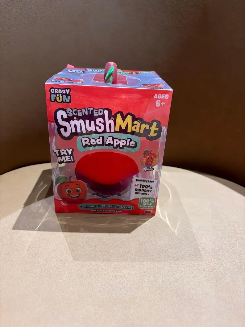 3 pack Crazy Fun Smush Mart Red Apple Squishy - Scented Slow Rising Fruit Squishy for Stress Relief, Anxiety & Sensory Play